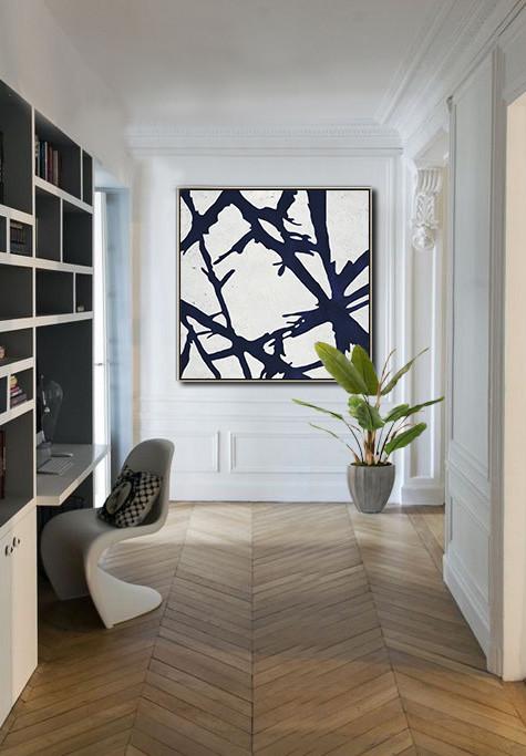 Navy Blue Minimalist Painting #NV286A - Click Image to Close